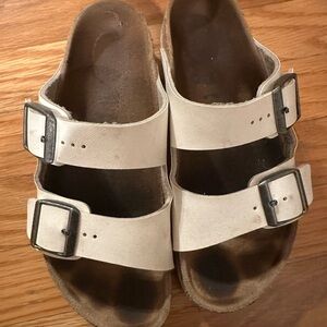 Birkenstock Kids White Double Buckle Slides
